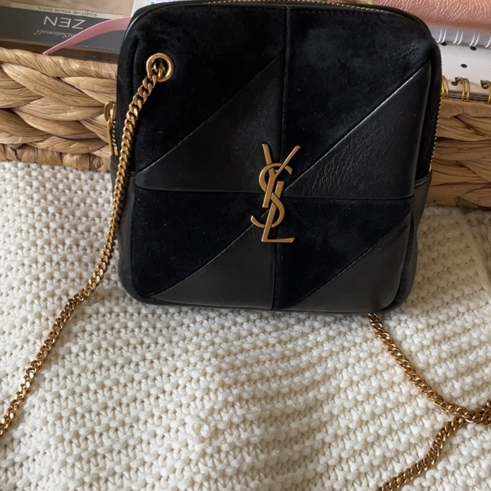 Yves Saint Laurent Black Crossbody Bag with Gold Chain